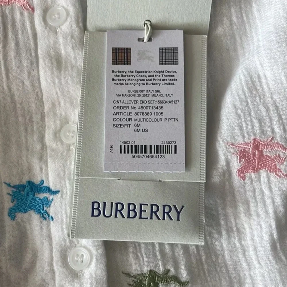 Burberry Baby Boy EKD 2-Piece Gift Set White 6M NWT Box